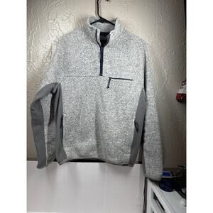 J. Crew Nordic Gray Sweatshirt Pullover Mock Neck Zip Closure Pockets Mens Small